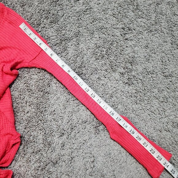 Free People Poppy Coral Ventura Thermal Long Sleeve Asymmetrical Hem Top - S - Picture 6 of 7